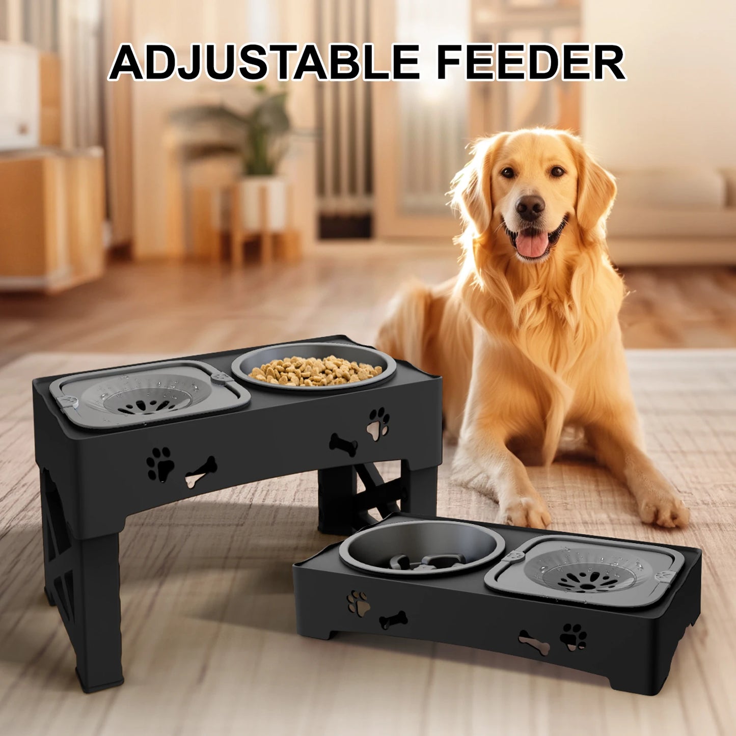 Three In One Pet Feeder Slow Feed Bowls Foldable Design