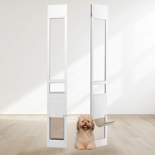 SucceBuy Dog Door Sliding Glass Door Adjustable Height Doggy Door 