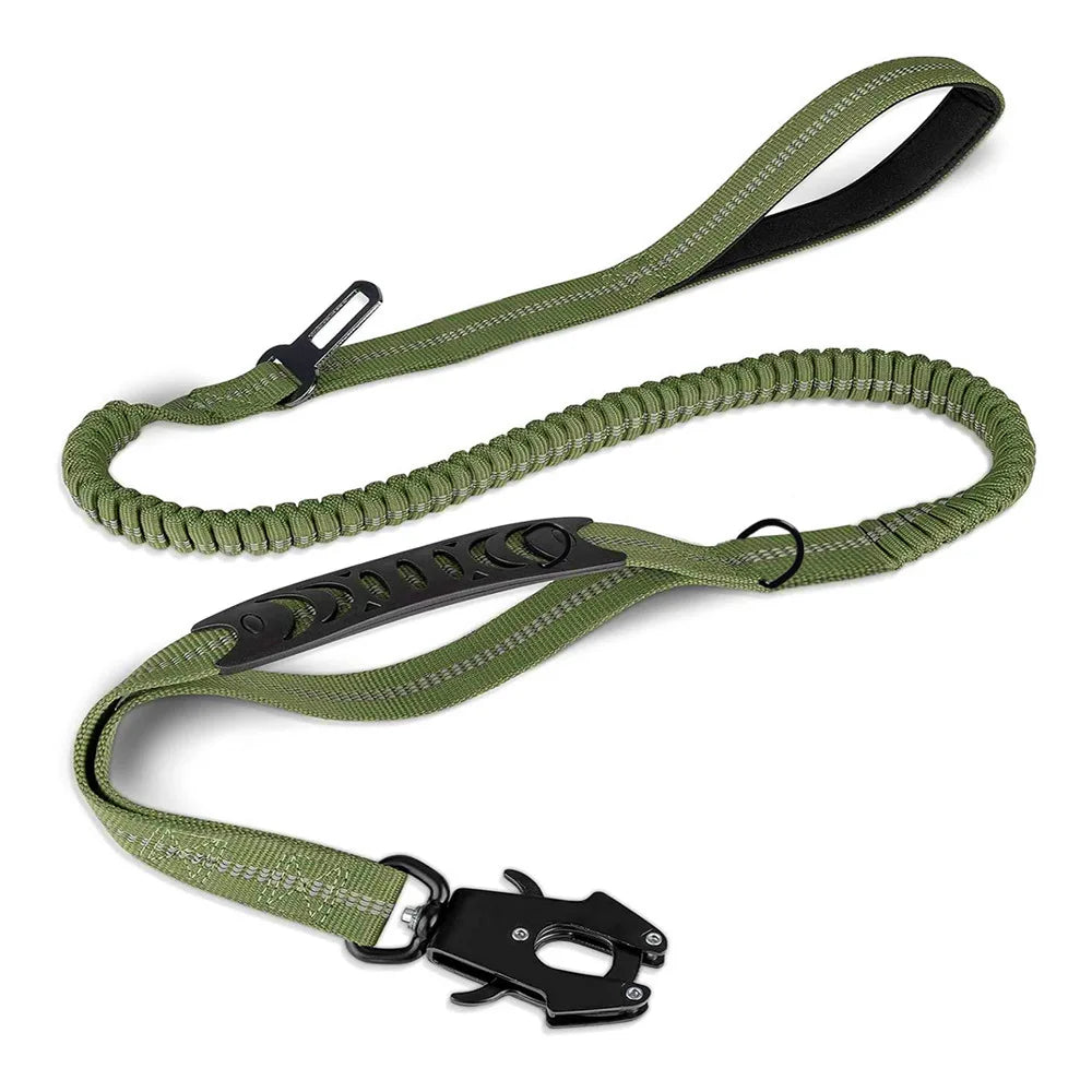 Reflective Shock Absorbing Dog Leash With Car Seatbelt