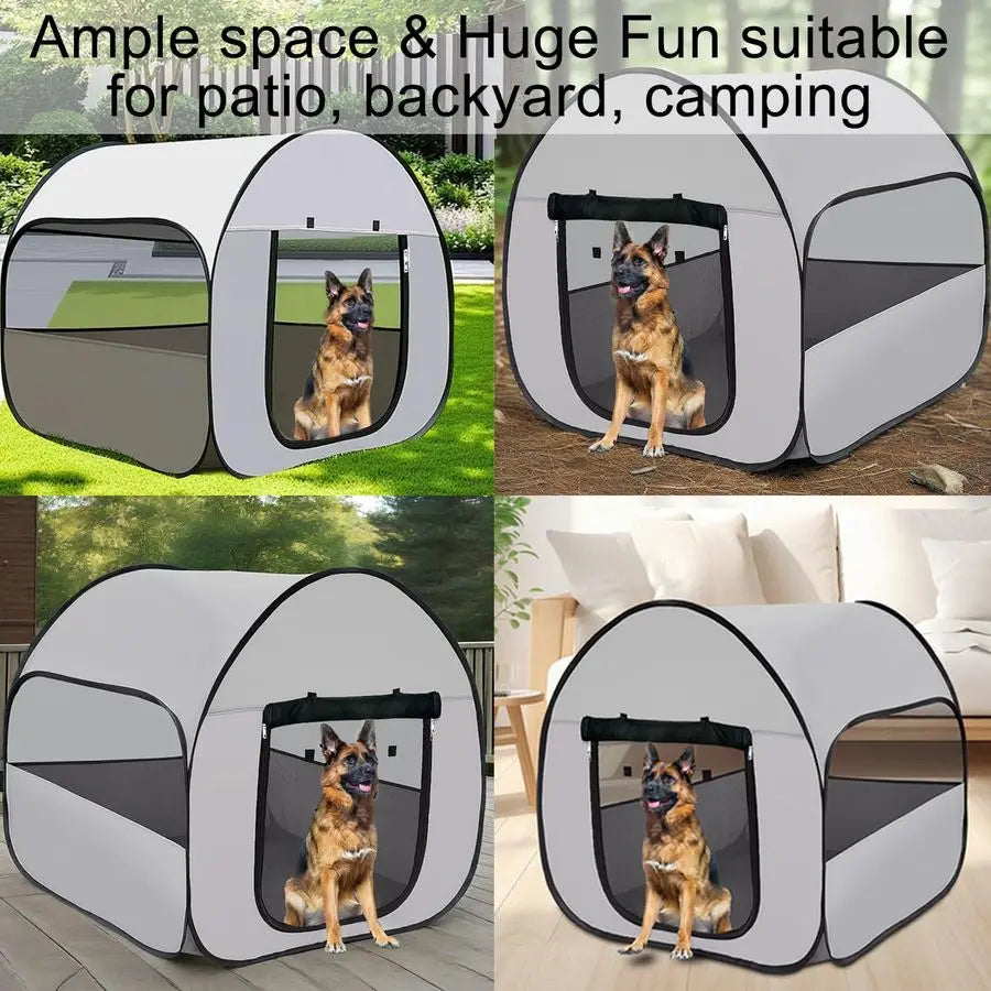 PopUp Dog Kennel Enclosure Large Large Portable Outdoor Pet Crate with Carry Bag, Waterproof Travel Carrier for Camping Home, Gr