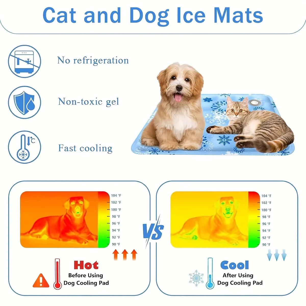 Pet Cooling Mat Dry Ice Pet Cool Pad Water Injection Cooling Dog Beds Keep Your Pet Cool Waterproof Wear Resistant For Dogs&Cats