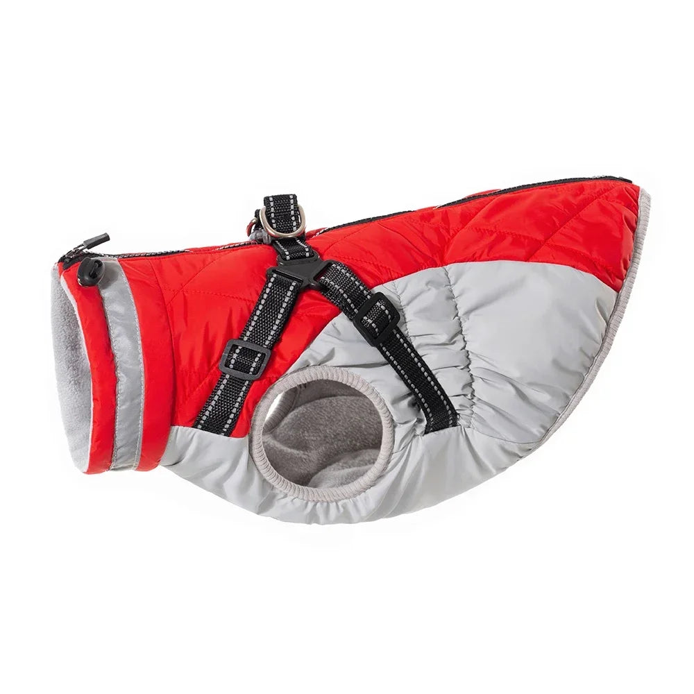 Waterproof Dog Jacket With Harness For Winter Warmth
