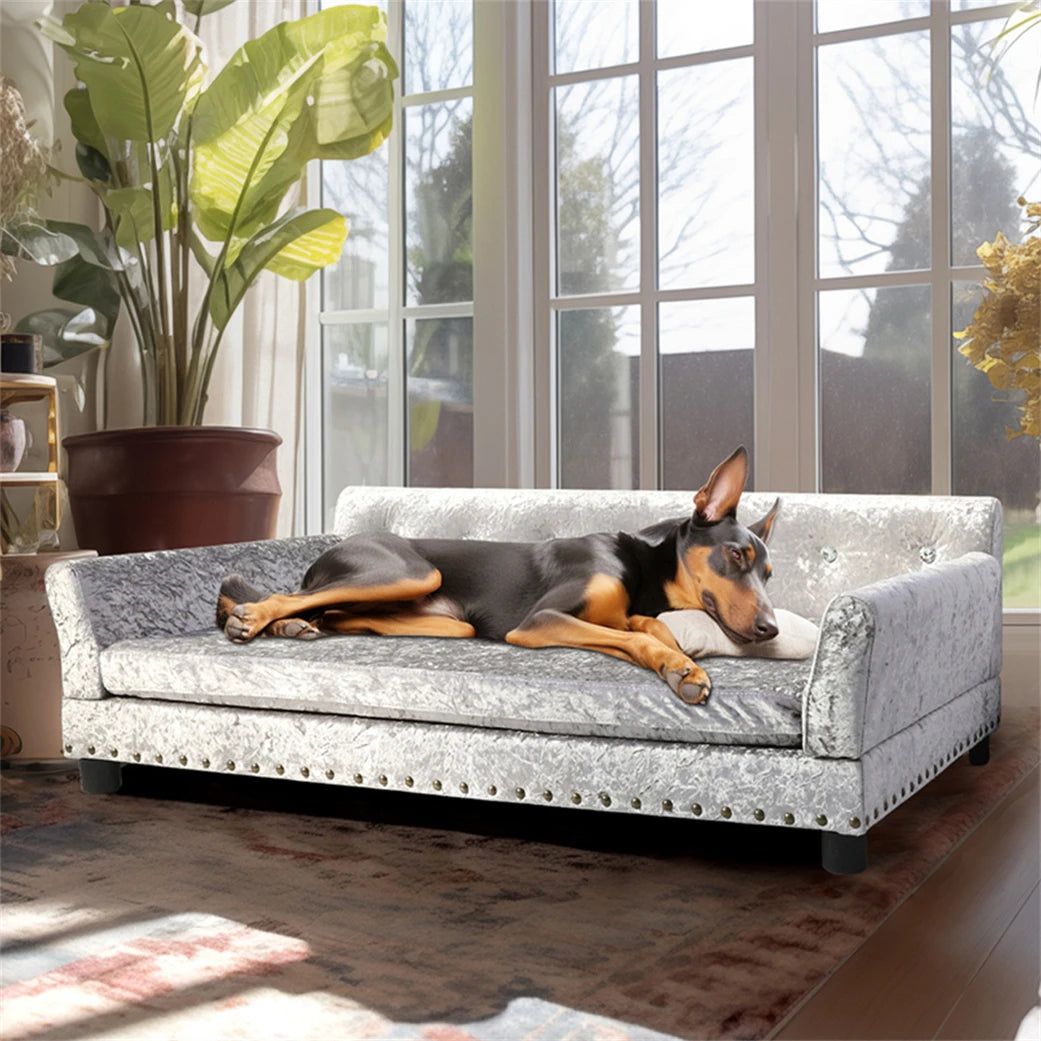 Heavy Duty Pet Sofa Large Raised Dog Bed Cushioned Soft Pet Cat Bed Puppy Couch Lounge Bed