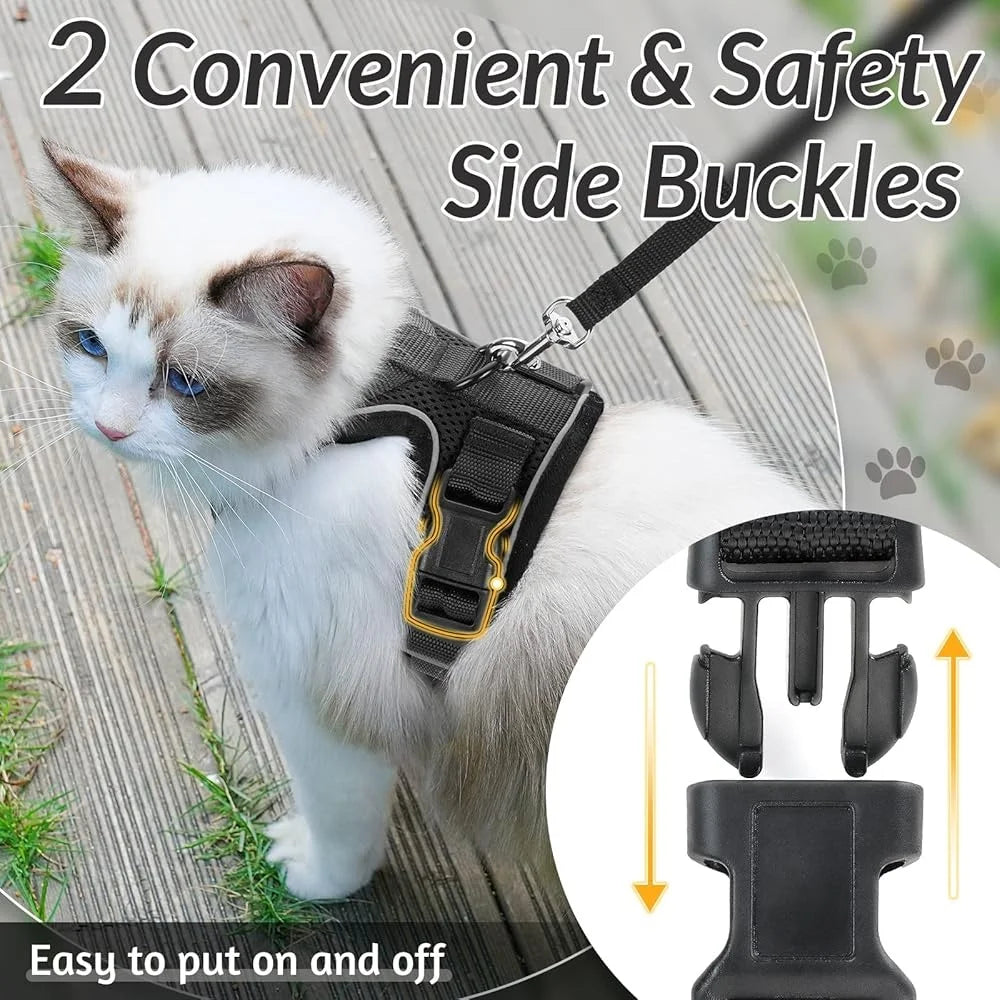 Escape Proof Cat Harness and Leash Soft Adjustable Breathable Vest Heavy Duty Easy Control Outdoor Training