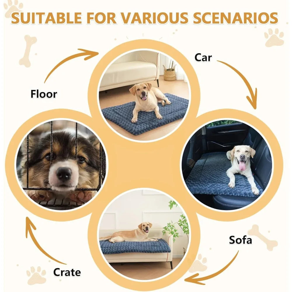 dog bed mat washable reversible dog crate pad soft fluffy 