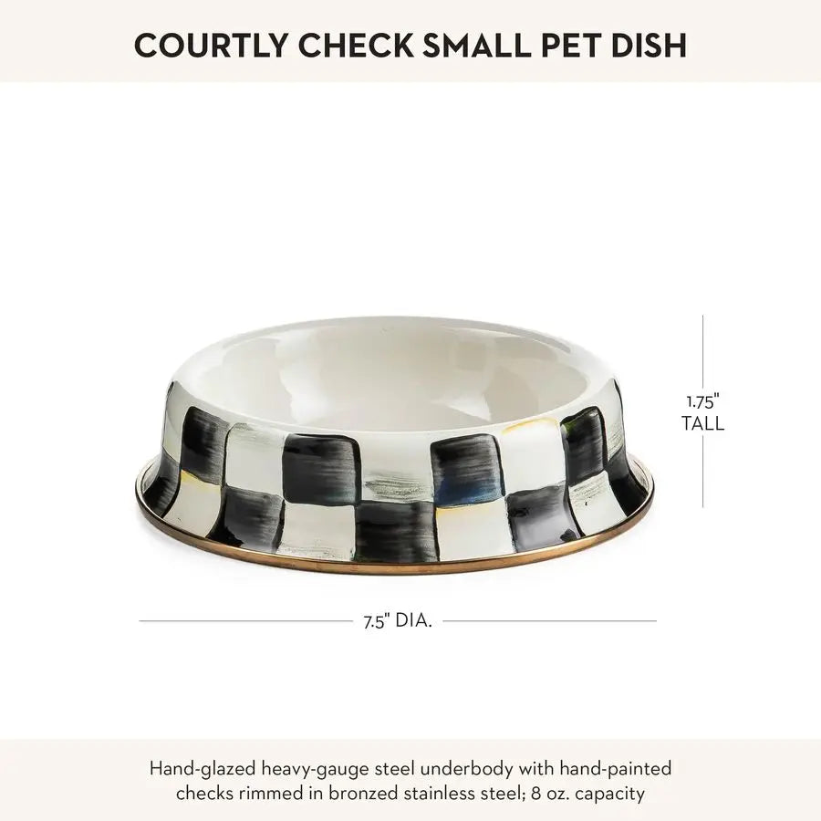 Pet Bowl, Cute Cat and Dog Bowl for Food and Water, BlackandWhite Courtly Check, Small