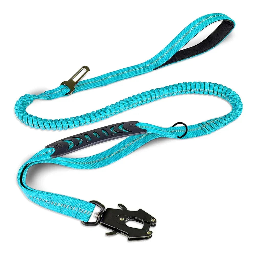 Reflective Shock Absorbing Dog Leash With Car Seatbelt