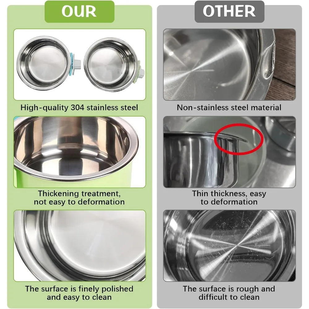 Removable Stainless Steel Hanging Dog Bowl For Many Pets