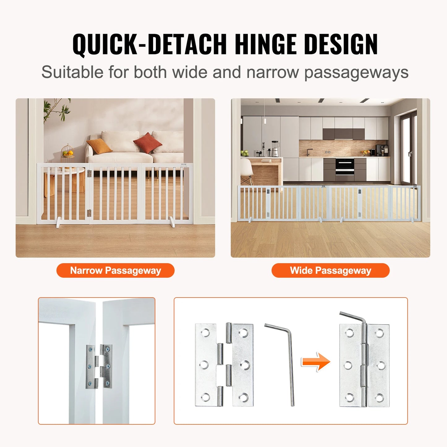 SucceBuy Free Standing Dog Gate Freestanding Pet Gate