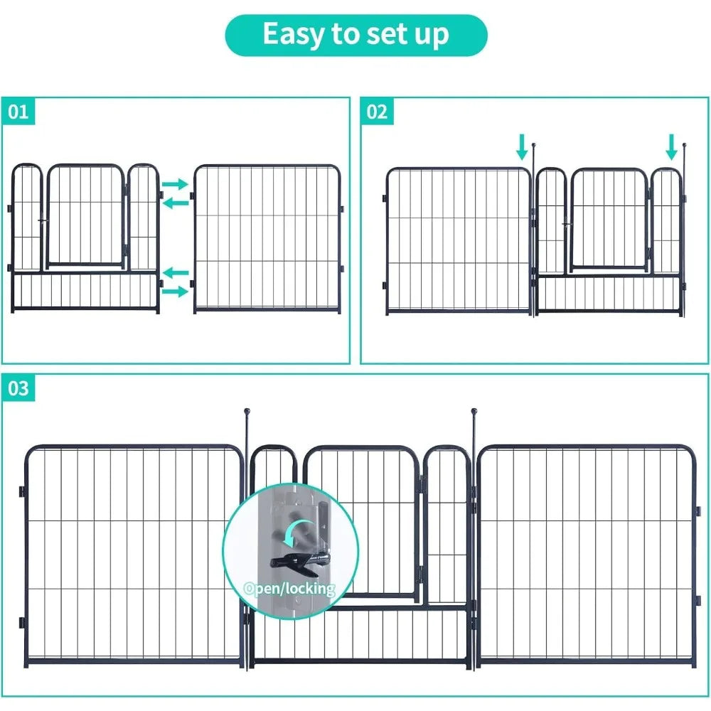 Foldable Outdoor Metal Dog Fence With Door Playpen