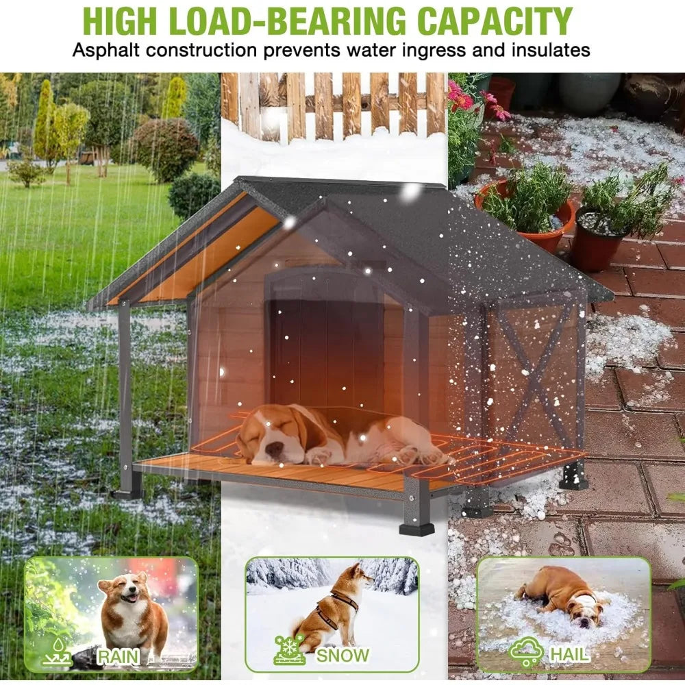 Heated Outdoor Dog House Insulated Weatherproof Wooden