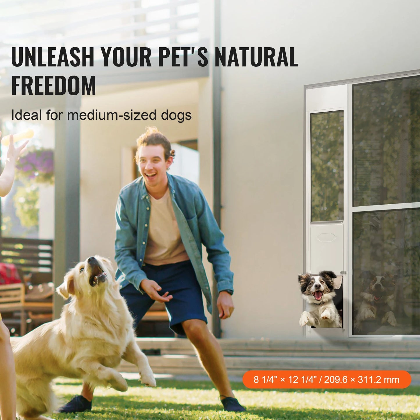 SucceBuy Dog Door Sliding Glass Door Adjustable Height Doggy Door 