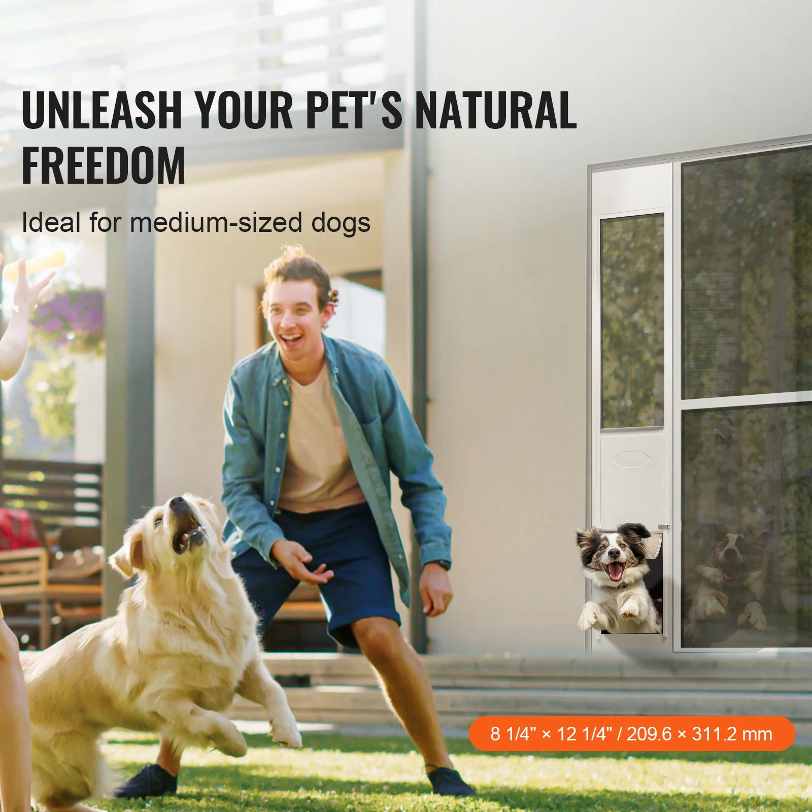 SucceBuy Dog Door Sliding Glass Door Adjustable Height Doggy Door 