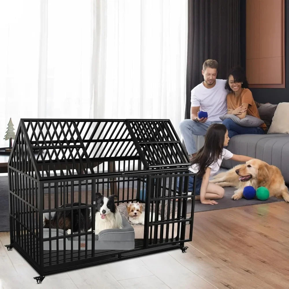 54 inch Heavy Duty Indestructible Dog Crate, Escape Proof Dog 