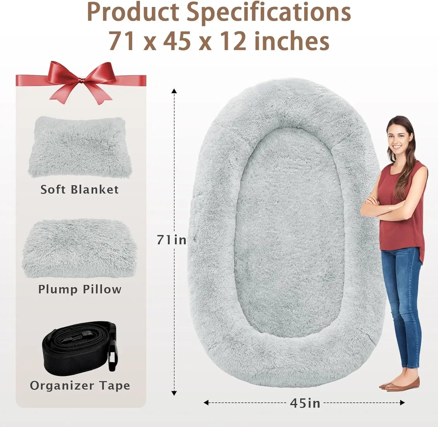 Giant Memory Foam Human Dog Bed For Adults And Pets