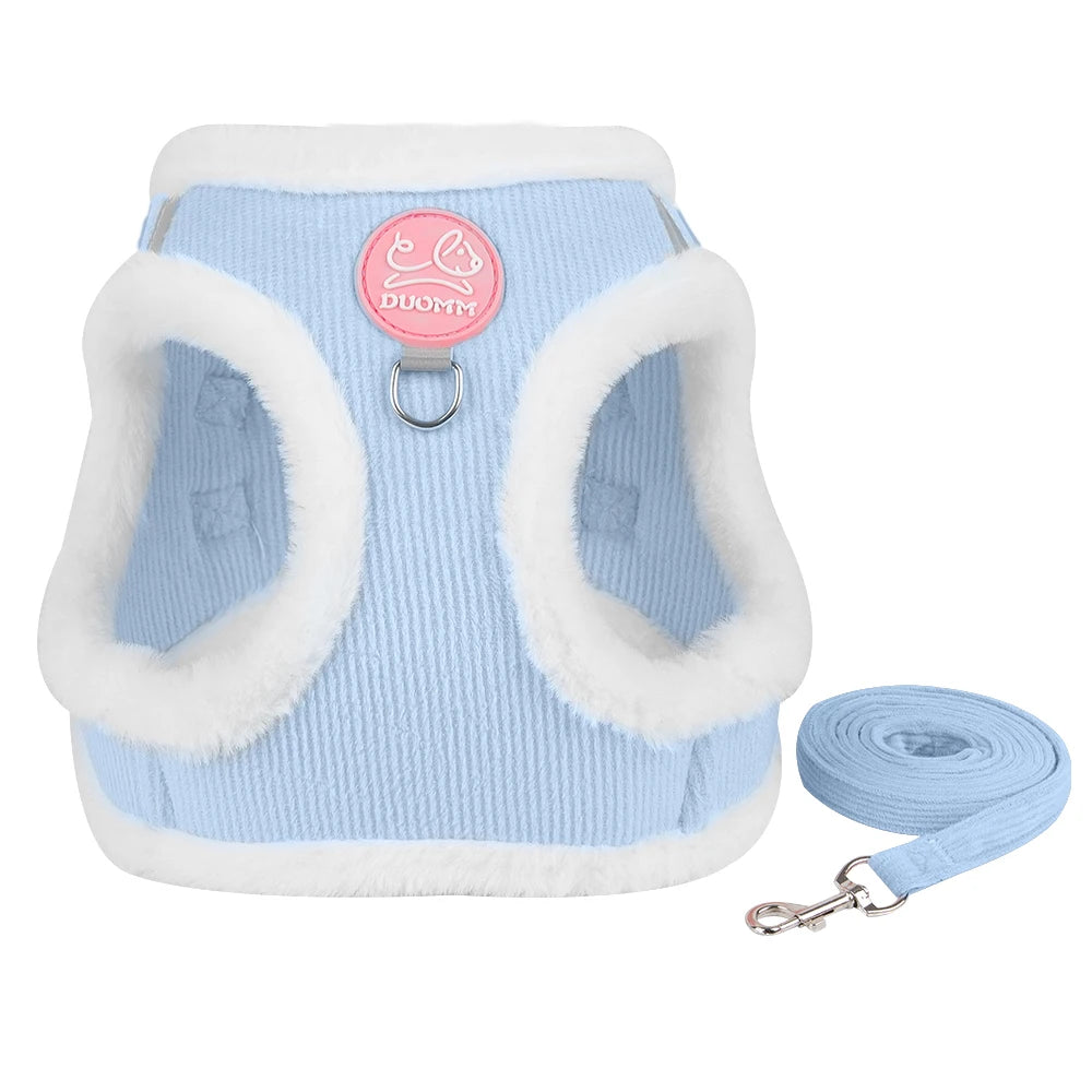 Autumn and Winter Warm Chihuahua Dog Harness with Fur