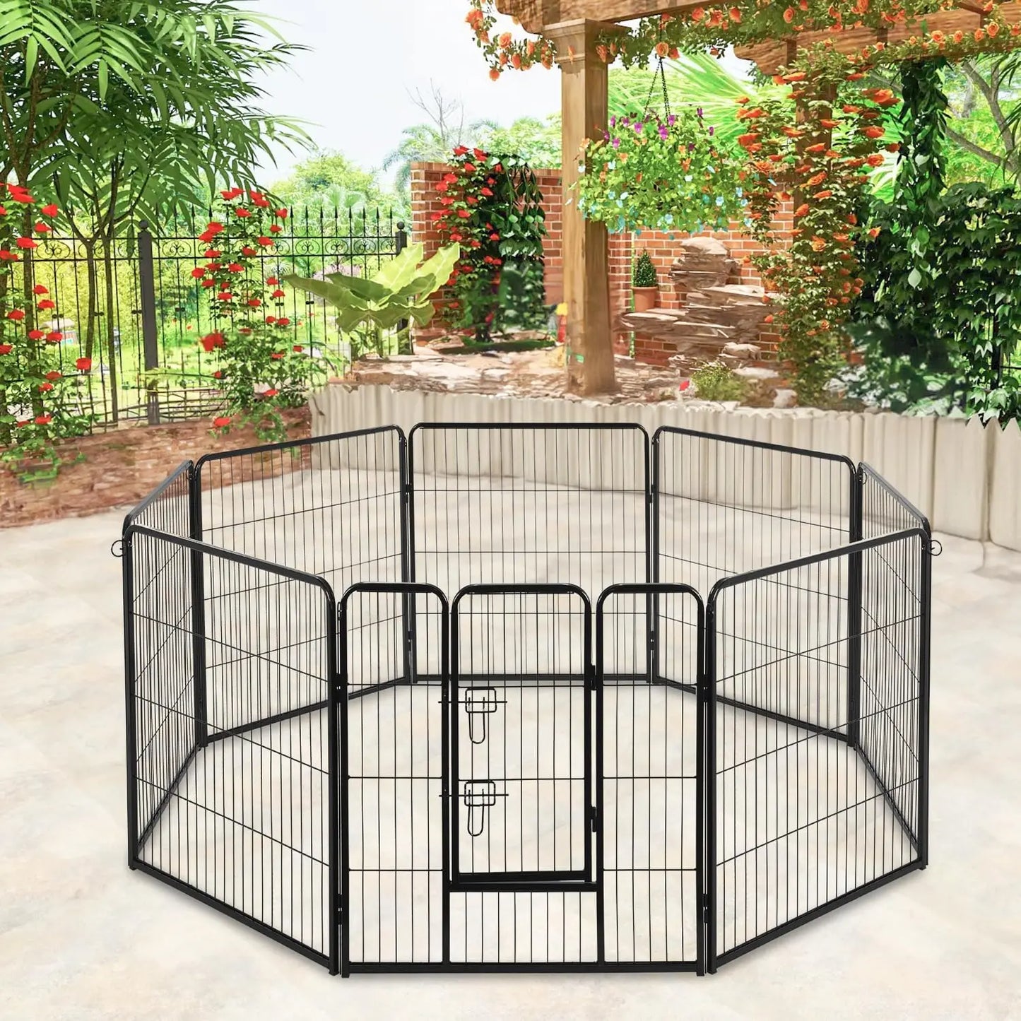Dog Playpen | 40 Inch, 8 Panels | Heavy Duty Metal Pet Exercise Pen 