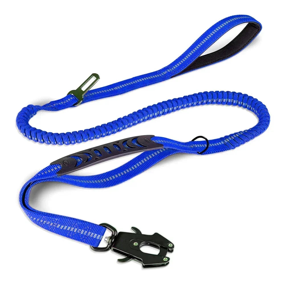 Reflective Shock Absorbing Dog Leash With Car Seatbelt