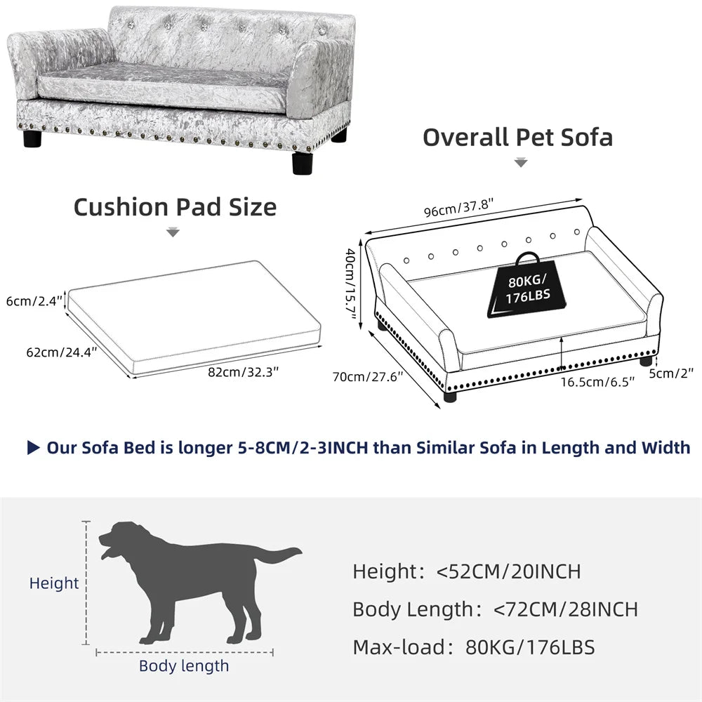 Heavy Duty Pet Sofa Large Raised Dog Bed Cushioned Soft Pet Cat Bed Puppy Couch Lounge Bed