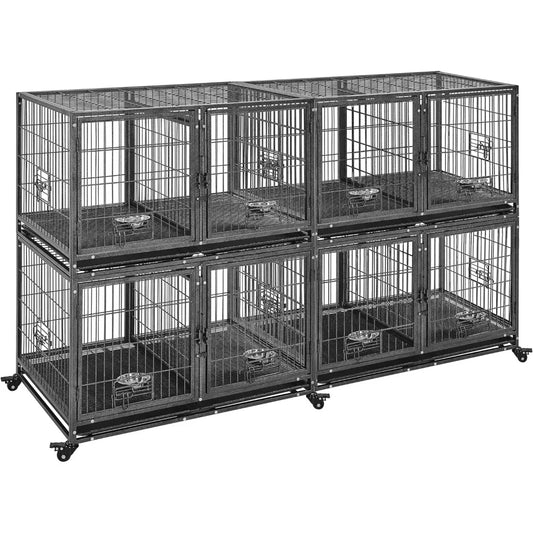 Stackable Heavy Duty Dog Crate With Removable Divider Doors