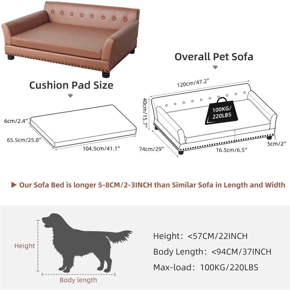 Heavy Duty Pet Sofa Large Raised Dog Bed Cushioned Soft Pet Cat Bed Puppy Couch Lounge Bed