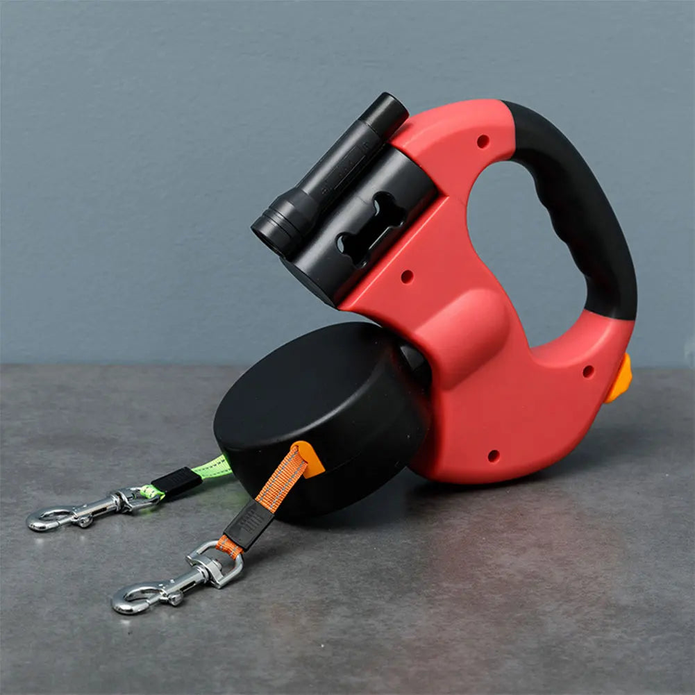 Double Headed Dog Leash with 360 Degree Swivel and LED Light