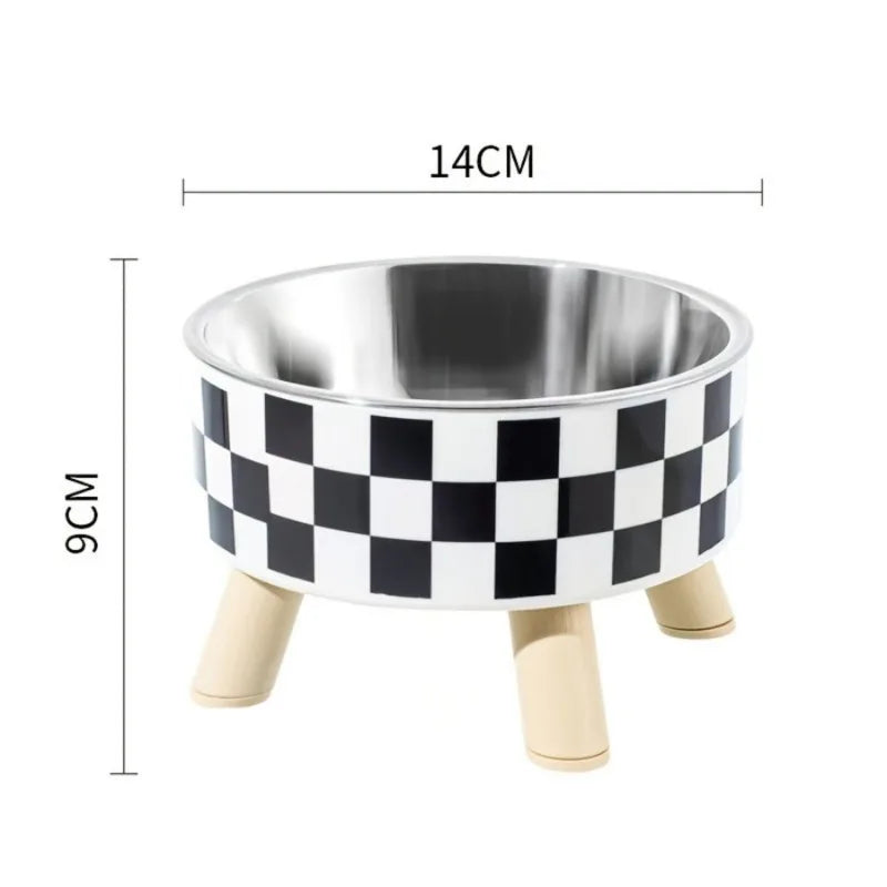 Elevated Stainless Steel Cat Bowl with Neck Protection and Anti Slip Feeding Tray