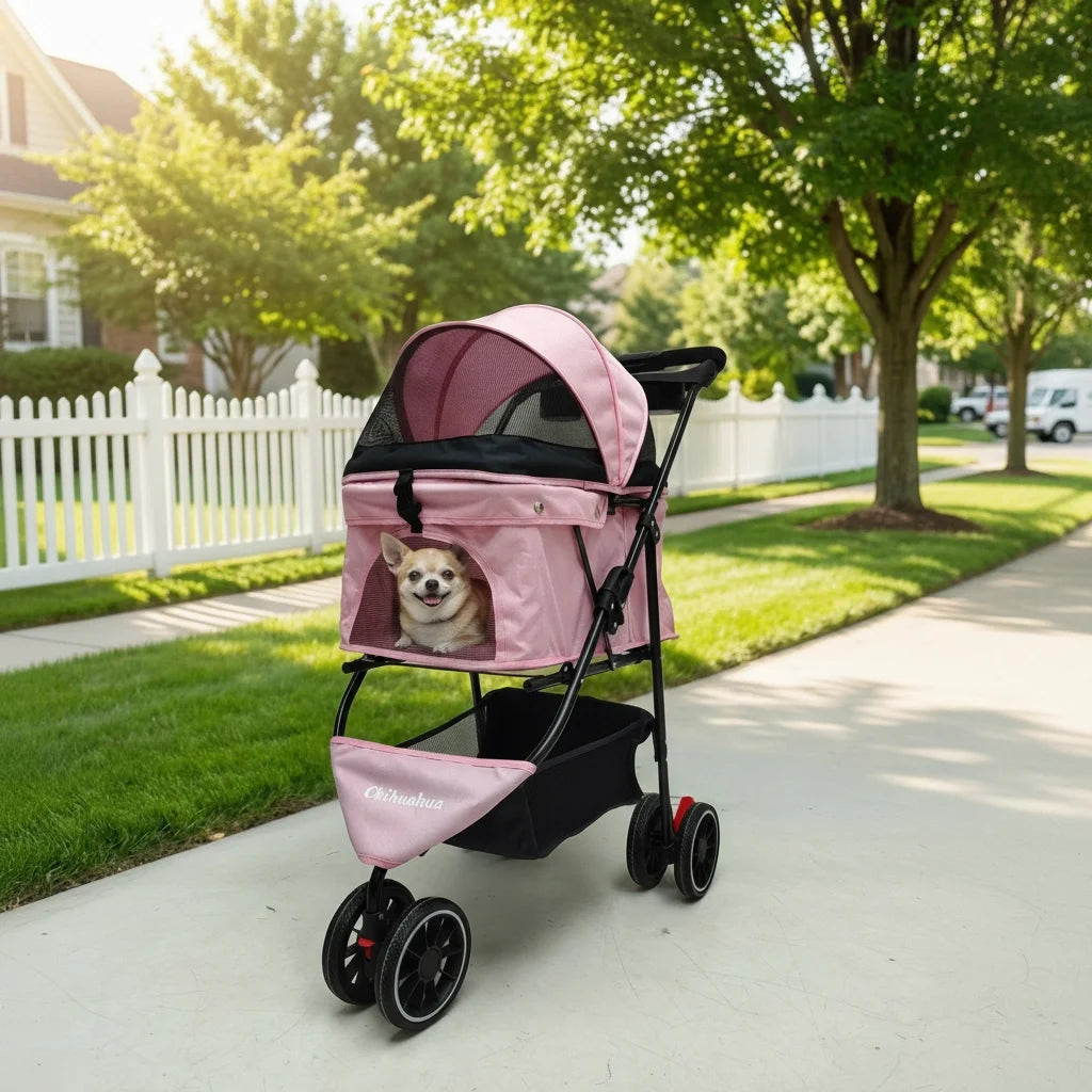 Pet Stroller For Small Puppy Dogs & Cats Travel Portable Dog Stroller  Foldable Dog Cat Carrier Strolling