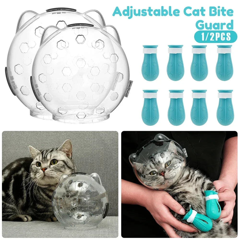 Breathable Cat Muzzle Hood for Gentle Grooming and Safety