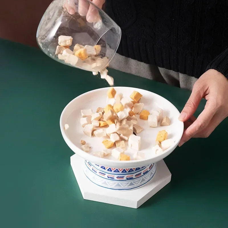 Small Dogs Raised Drinking Supplies Bohemian Food Water Bowl Cat Feeders Pet Ceramic Eating