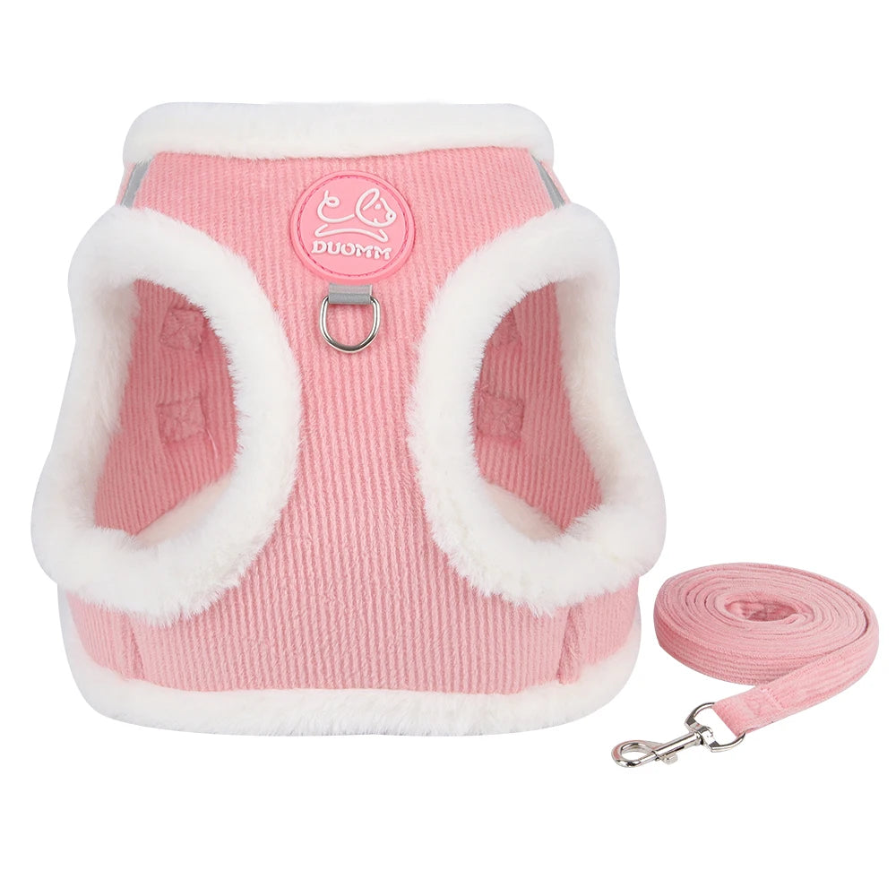 Autumn and Winter Warm Chihuahua Dog Harness with Fur