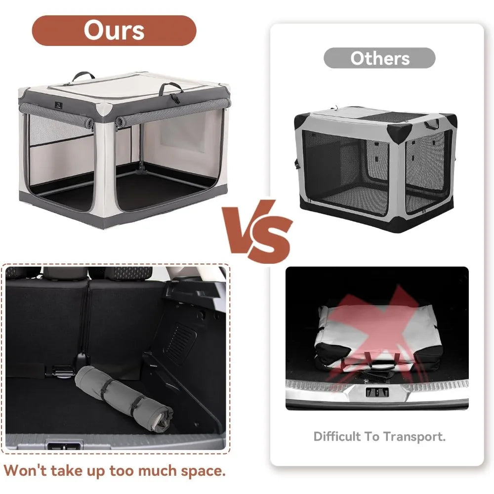 Durable Foldable Stainless Steel Dog Crate With Mesh