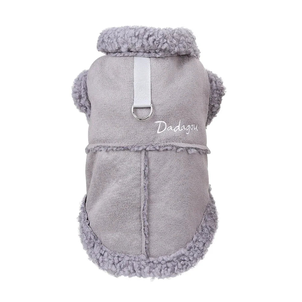 British Style Dog Jacket Lamb Fleece Winter Coat for Small Dogs Chihuahua Pug Yorkie Warm Outfit