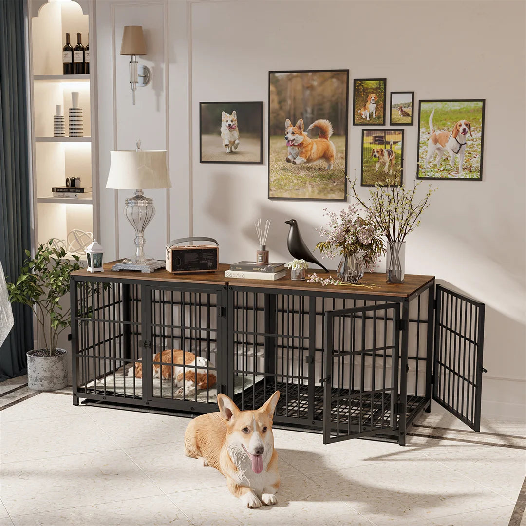 Furniture Style Dog Crate End Table With Three Doors