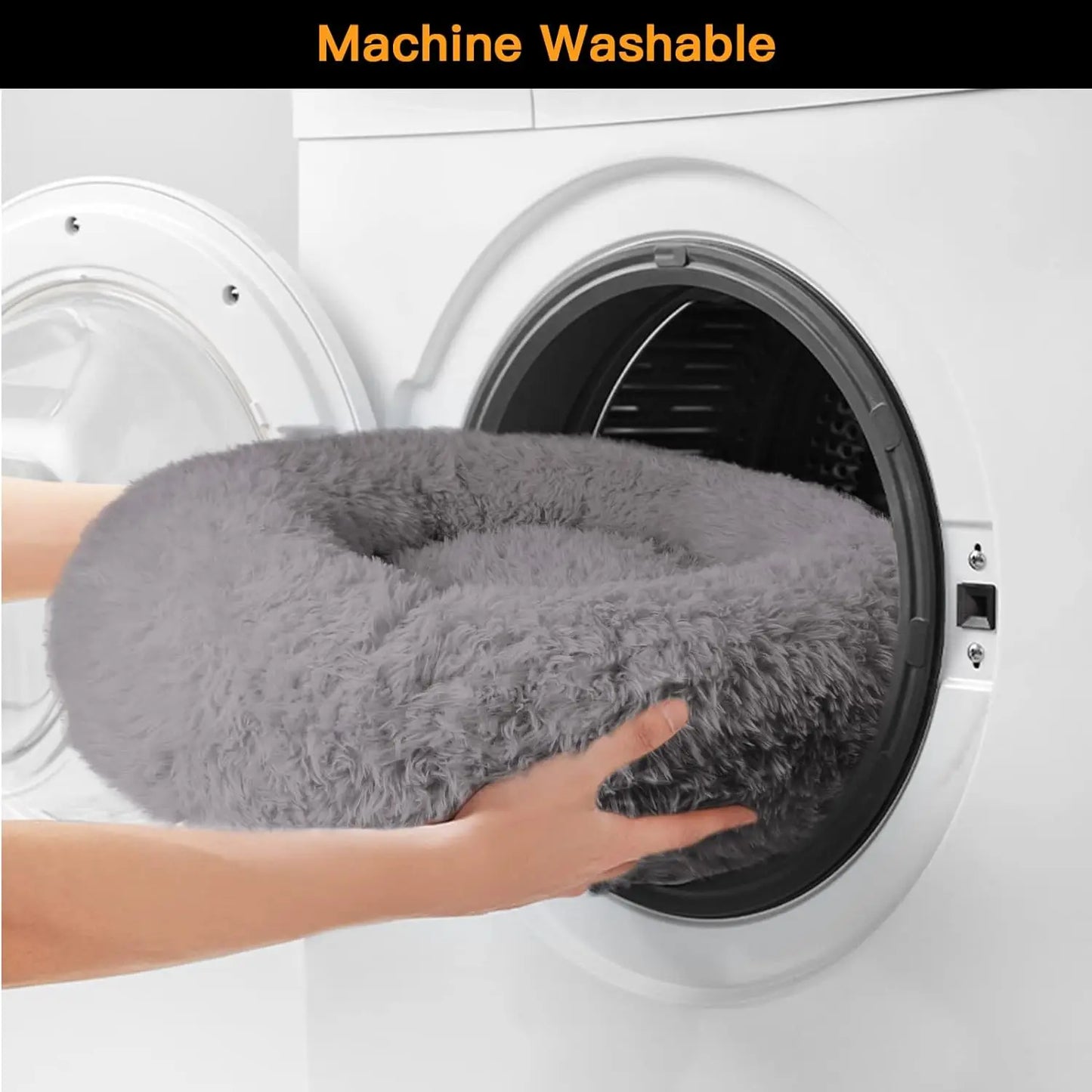 Dog Beds For Large Dogs Calming Donut Dog Bed Round Fluffy Plush Pet Bed 34 Inch For Dogs Up To 80 Pounds