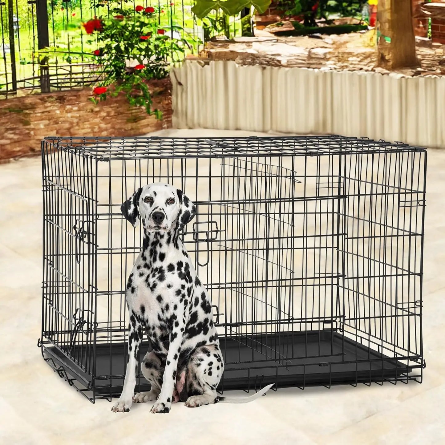 BestPet Dog Crate 48  Black Foldable Metal