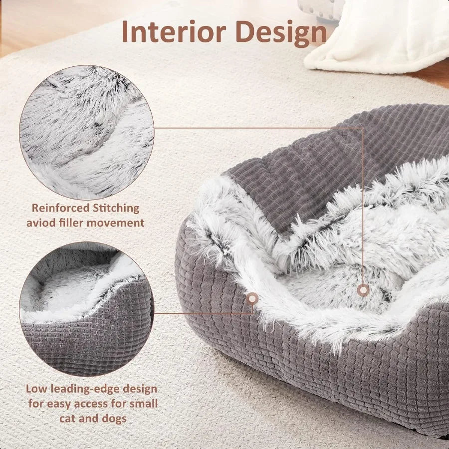 Cozy Rec Cave Hooded Dog Bed For Small Pets Indoors