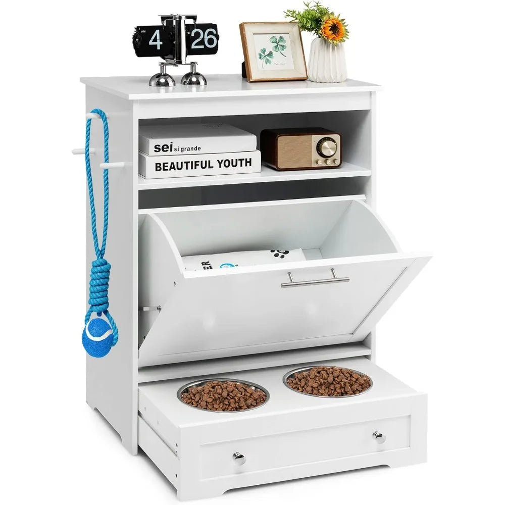Pet Feeder Station, Dog Food Storage Container with Double 