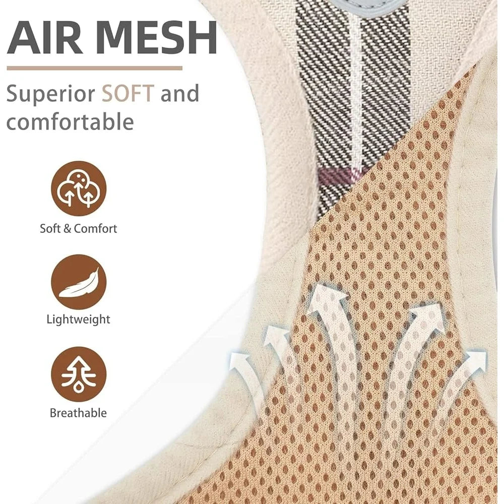 Adjustable No Pull Dog Harness Collar Leash Set Breathable Soft Pet Gear for Small Medium Dogs and Cats