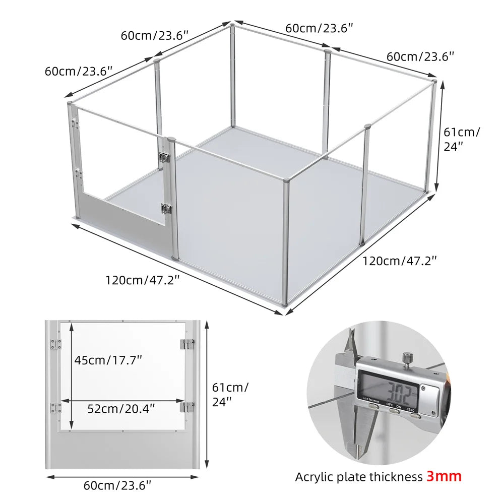 Acrylic Dog Playpen Enclosure With Waterproof Pad Mat