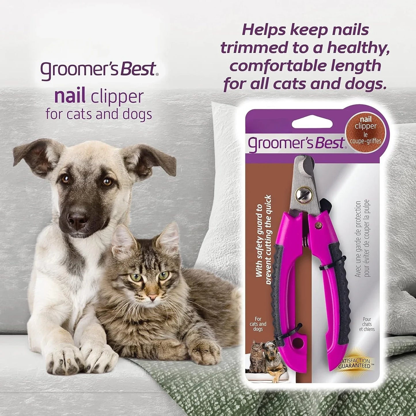 Groomer's Best Nail Clipper for Dogs and Cats Stainless Steel Rose Color
