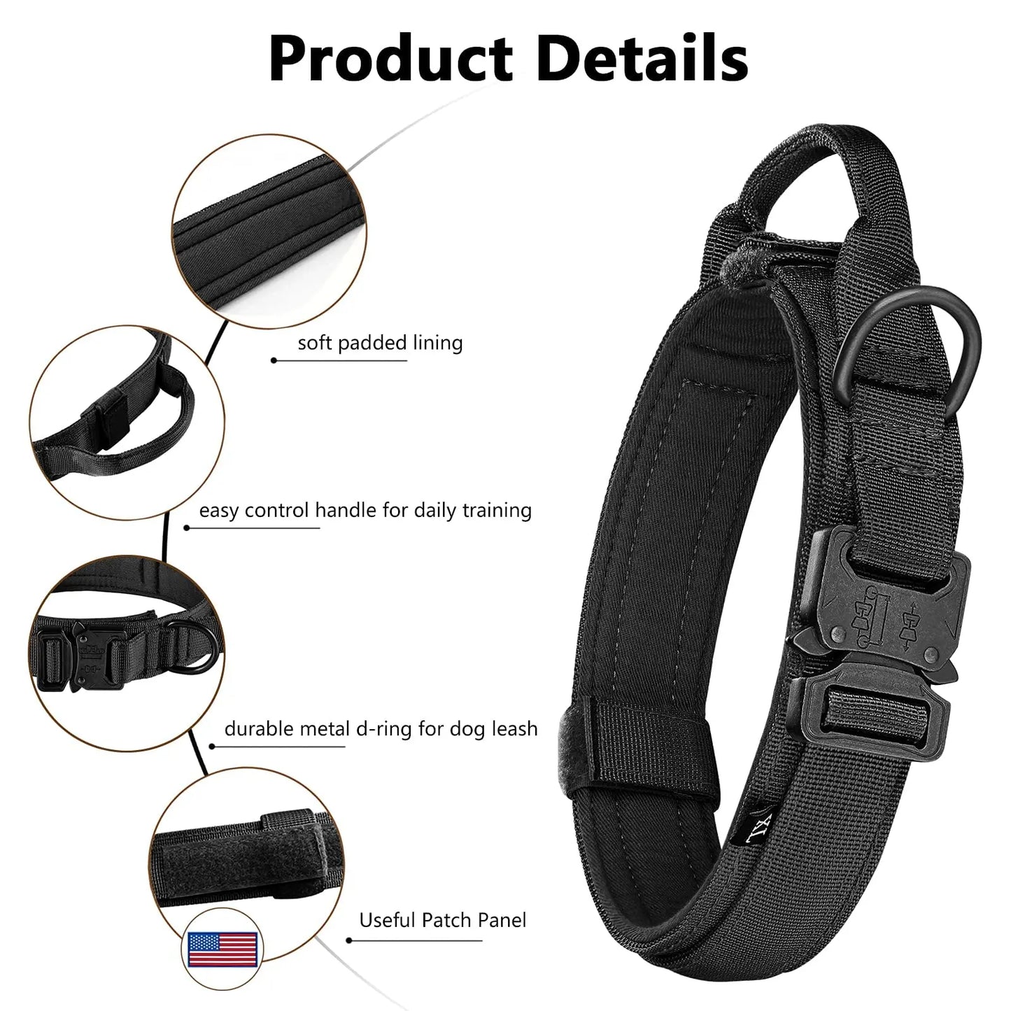 Tactical Dog Harness Collar Leash Molle Pouches For Medium Large Dogs