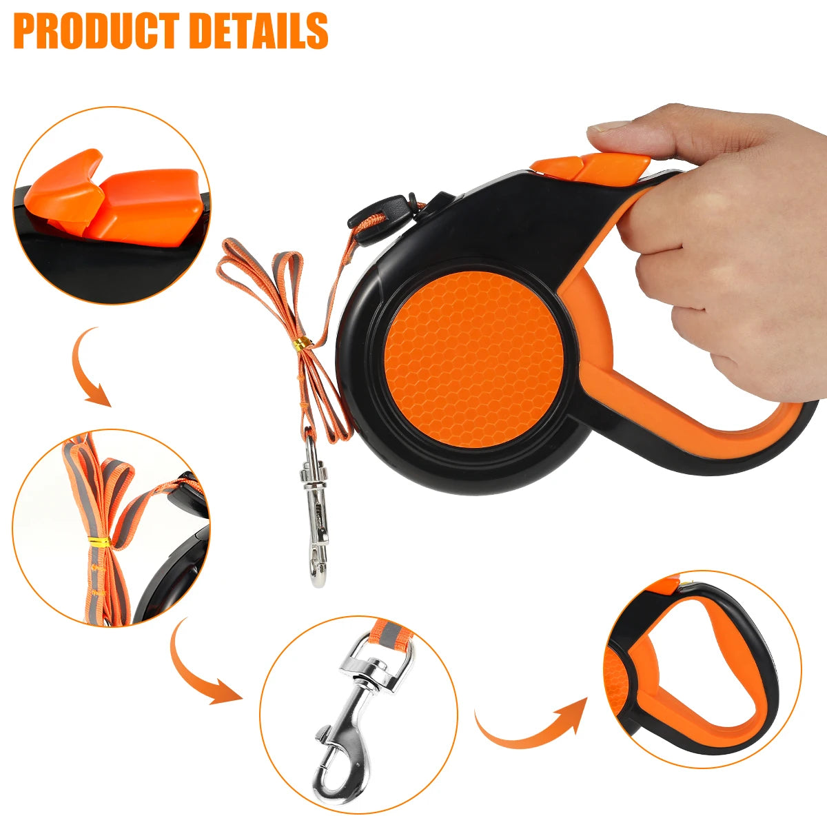Heavy Duty Retractable Dog Leash With Non Slip Handle