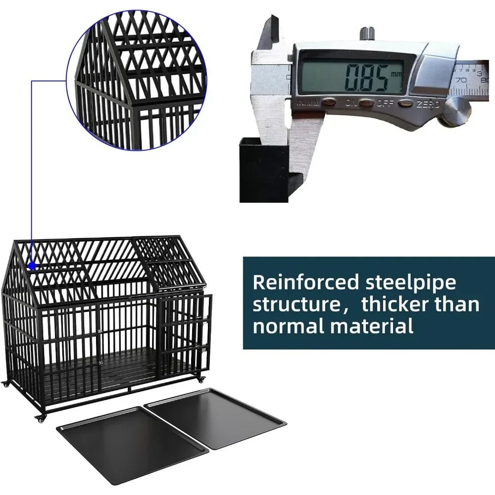 54 inch Heavy Duty Indestructible Dog Crate, Escape Proof Dog 