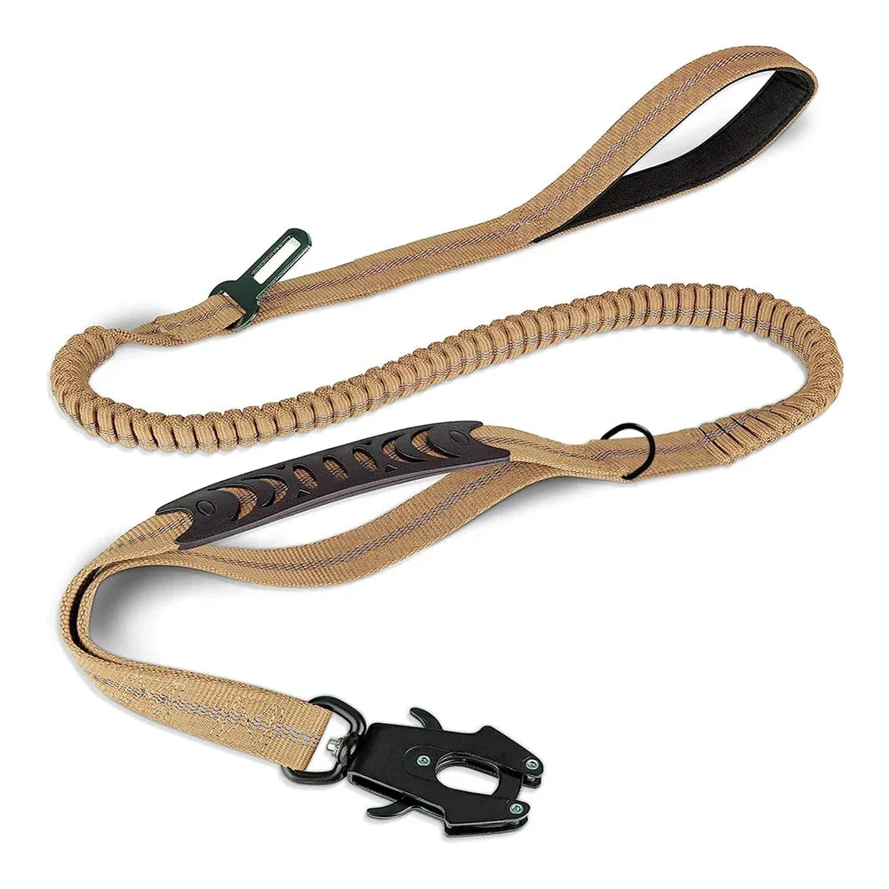 Reflective Shock Absorbing Dog Leash With Car Seatbelt