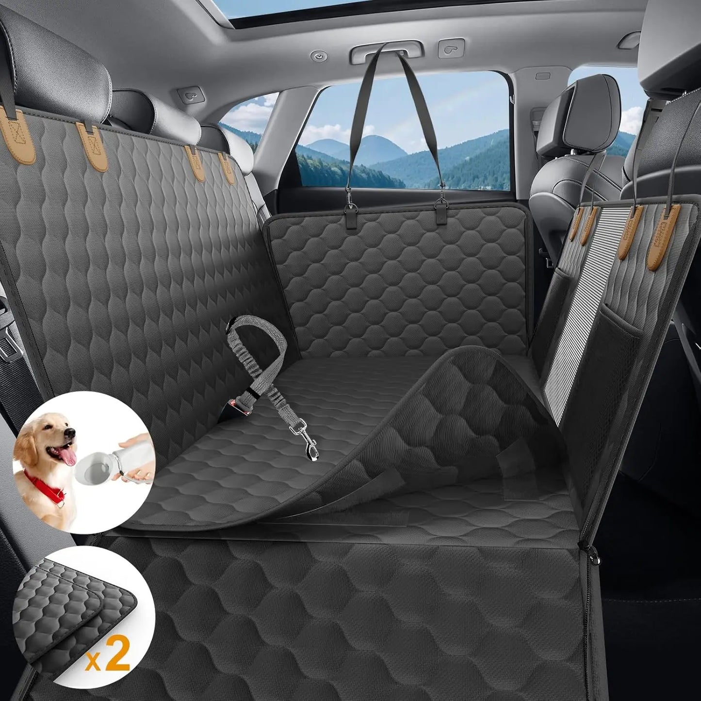 Waterproof Dog Car Seat Cover Hammock Foldable Back Seat Protector