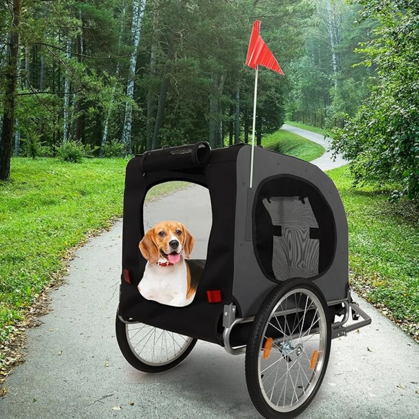 Universal Bike Trailer for Medium & Large Dogs - 88Lbs Capacity Convertible Pet Carrier with 19" Air Tires for Bicycle & Jogger
