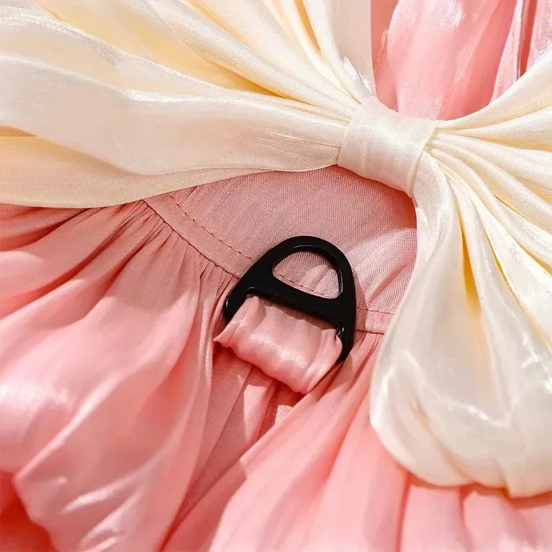 Cotton Flower Pattern Summer Dog Dress With Bow Knot