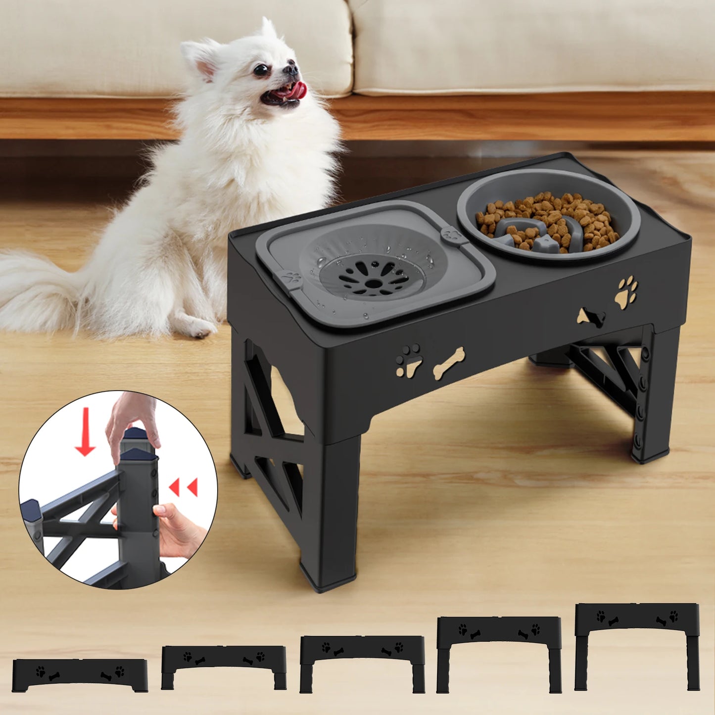 Three In One Pet Feeder Slow Feed Bowls Foldable Design