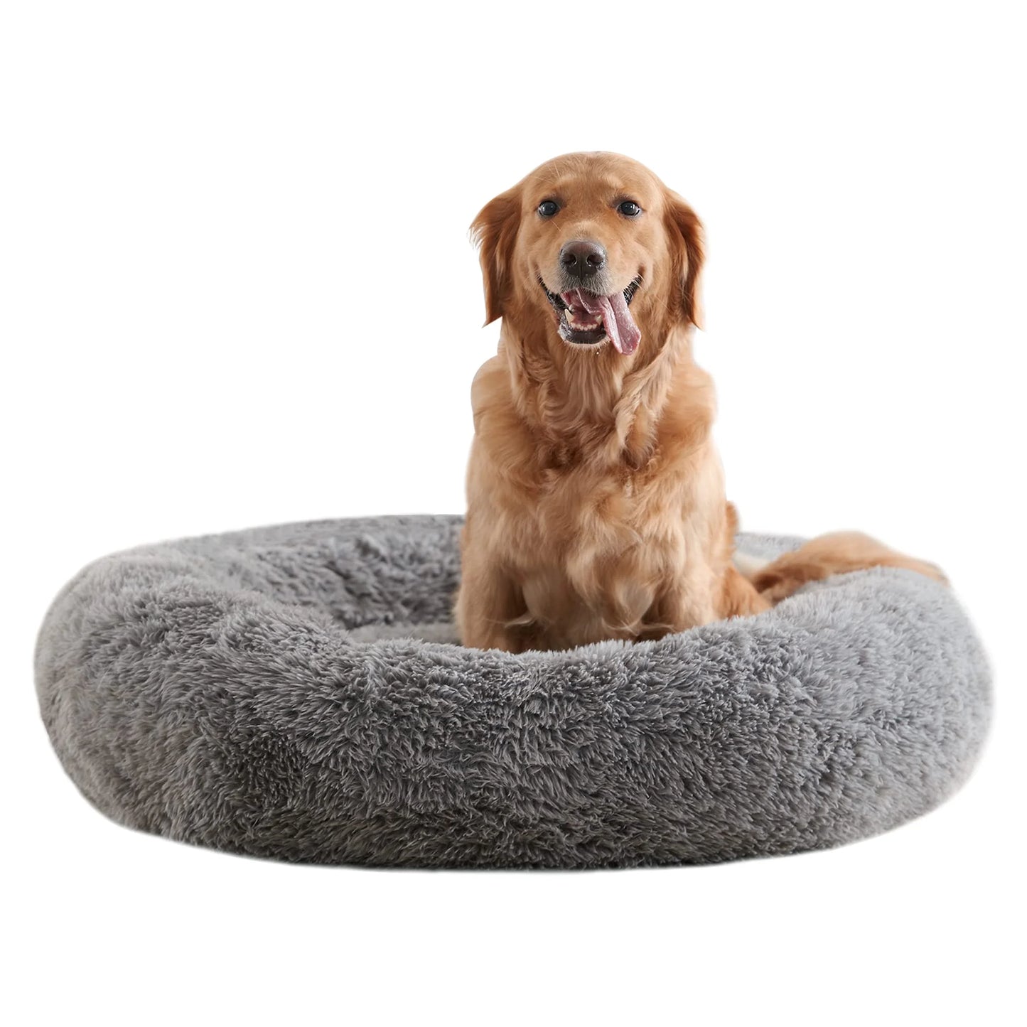 Dog Beds For Large Dogs Calming Donut Dog Bed Round Fluffy Plush Pet Bed 34 Inch For Dogs Up To 80 Pounds